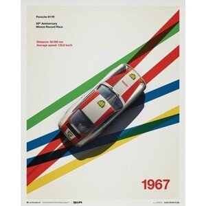 Umělecký tisk Porsche 911R - BP Racing - Monza - 1967, (40 x 50 cm)