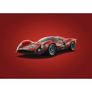 Umělecký tisk Ferrari 412P - Red - Daytona - 1967, (70 x 50 cm)