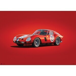 Umělecký tisk Ferrari 250 GTO - Red - 24h Le Mans - 1962, (70 x 50 cm)