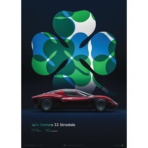 Umělecký tisk Alfa Romeo 33 Stradale - Red - 1967, (50 x 70 cm)