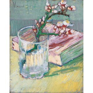 Gogh, Vincent van - Obrazová reprodukce Flowering almond branch in a glass with a book, 1888, (30 x 40 cm)