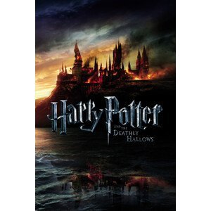 Umělecký tisk Harry Potter - Hogwarts in fire, (26.7 x 40 cm)