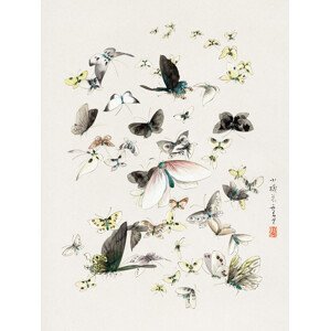 Obrazová reprodukce Butterflies & Moths (2 of 2) - Katsushika Hokusai, (30 x 40 cm)
