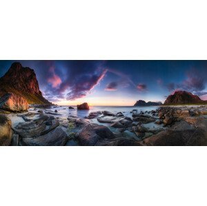Umělecká fotografie Utakleiv sunset, Dr. Nicholas Roemmelt, (50 x 20.8 cm)