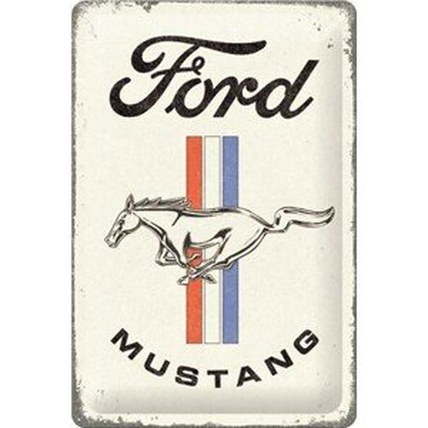 Plechová cedule Ford - Mustang - Horse & Stripes, (20 x 30 cm)