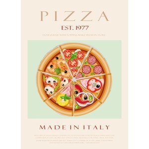 Ilustrace Pizza est. 1977, Rikke Londager Boisen, (30 x 40 cm)