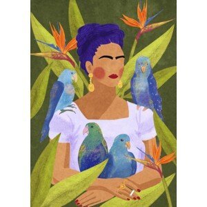 Ilustrace Frida and birds, Raissa Oltmanns, (30 x 40 cm)