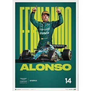 Umělecký tisk Aston Martin Formula One - Fernando Alonso - 2023, (40 x 50 cm)
