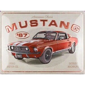 Plechová cedule Ford - Mustang - GT 1967, (40 x 30 cm)