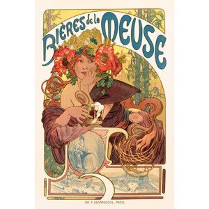 Obrazová reprodukce Bières De La Meuse (Art Nouveau Beer Lady) - Alphonse Mucha, (26.7 x 40 cm)