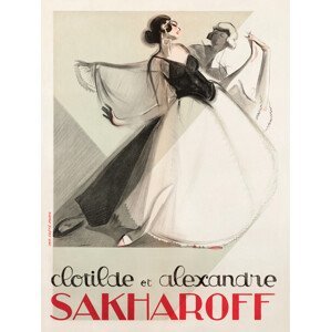 Ilustrace Clotilde & Alexandre Sakharoff (Dancers Dancing / Retro AD), (30 x 40 cm)