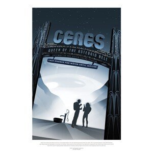 Ilustrace Ceres (Retro Planet & Moon Poster) - Space Series (NASA), (26.7 x 40 cm)