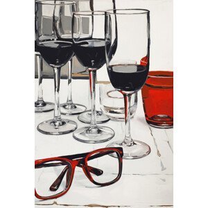 Ilustrace Still Life With Red Glasses, Treechild, (26.7 x 40 cm)