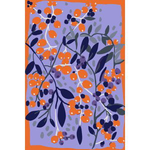 Ilustrace Blue And Orange Berries, Treechild, (26.7 x 40 cm)