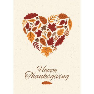Ilustrace Thanksgiving card with autumn Leaves Heart., discan, (30 x 40 cm)