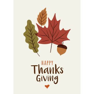 Ilustrace Happy Thanksgiving card with leaves., discan, (30 x 40 cm)