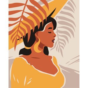 Ilustrace Summer African woman retro tropical background paint hand drawn contemporary art poster vector flat illustration, ProVectors, (30 x 40 cm)