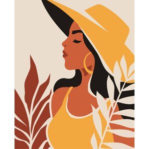 Ilustrace Fashion summer black woman natural tropical leaves contemporary art poster minimal style vector flat illustration, ProVectors, (30 x 40 cm)