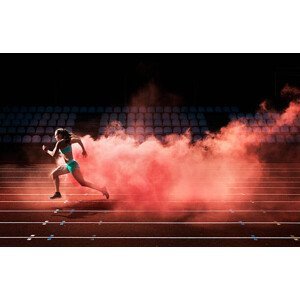 Umělecká fotografie athlete running in red smoke, Henrik Sorensen, (40 x 26.7 cm)