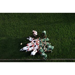 Umělecká fotografie Rugby scrummage, overhead view, Photo and Co, (40 x 26.7 cm)