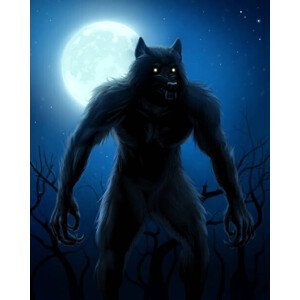 Umělecký tisk Werewolf and moon, Refluo, (30 x 40 cm)