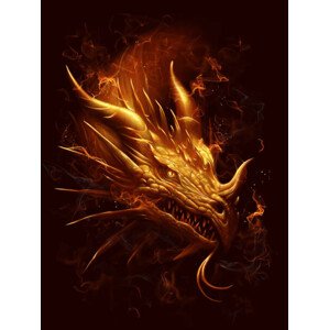 Umělecký tisk Fire dragon head digital painting, Refluo, (30 x 40 cm)