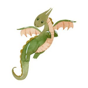 Umělecký tisk Cute cartoon dragon., tapilipa, (40 x 40 cm)