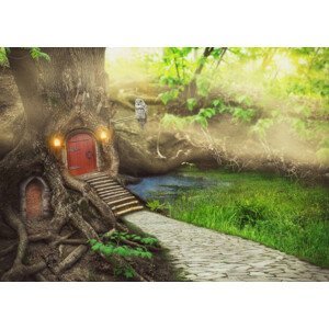 Umělecký tisk Fairy tree house in fantasy forest, darkbird77, (40 x 30 cm)