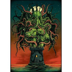 Umělecký tisk Cthulhu kraken, Man_Half-tube, (30 x 40 cm)