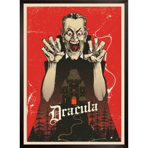 Umělecký tisk Vampire Dracula Poster and haunted house, Man_Half-tube, (30 x 40 cm)