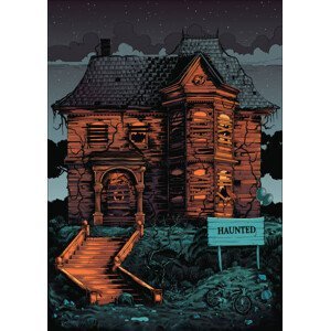 Umělecký tisk Halloween haunted house poster, Man_Half-tube, (30 x 40 cm)