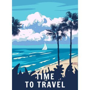 Ilustrace Time To Travel Retro Poster. Tropical, VectorUp, (30 x 40 cm)