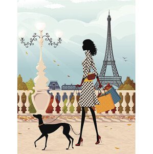 Ilustrace Shopping in Paris (autumn), Ollustrator, (30 x 40 cm)