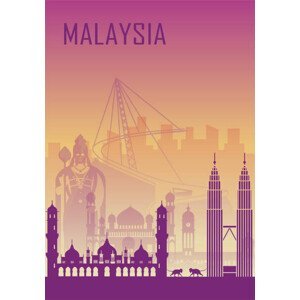 Ilustrace Travel background with landmarks of Malaysia, Alisovna, (26.7 x 40 cm)