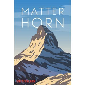 Ilustrace Matterhorn. Vector poster., Mikalai Manyshau, (26.7 x 40 cm)