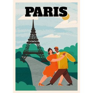 Ilustrace Paris A4 retro style poster., Ekaterina Grigoreva, (30 x 40 cm)