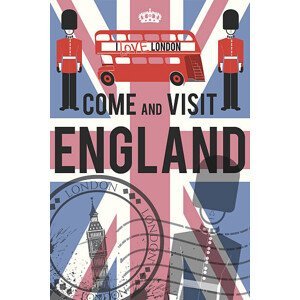 Ilustrace vector England travel invitation poster, mysondanube, (26.7 x 40 cm)