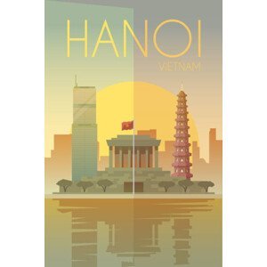 Ilustrace Hanoi. Vector poster., Mikalai Manyshau, (26.7 x 40 cm)