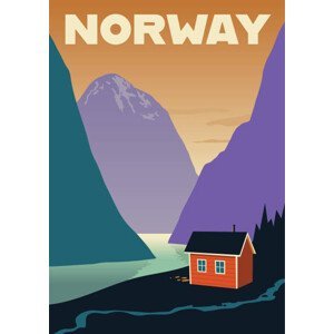 Ilustrace Norway Travel Poster, Colin Schot Klotzbach, (30 x 40 cm)