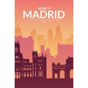 Ilustrace Madrid, Spain famous cityscape view background., Chuhail, (26.7 x 40 cm)