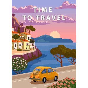 Ilustrace Time To Travel Italy, mediterranean romantic, VectorUp, (30 x 40 cm)