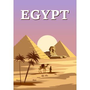Ilustrace Ancient Sphinx, Egypt Pharaoh Pyramids Vintage, VectorUp, (26.7 x 40 cm)