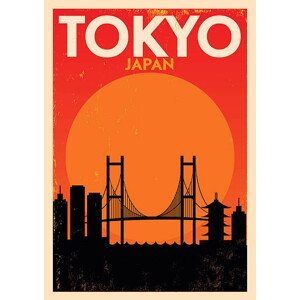 Ilustrace Typographic Tokyo City Poster Design, kursatunsal, (30 x 40 cm)