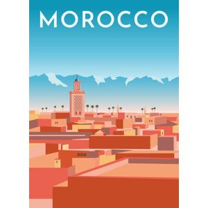 Ilustrace Morocco travel retro poster, vintage banner., Rinat Khairitdinov, (30 x 40 cm)