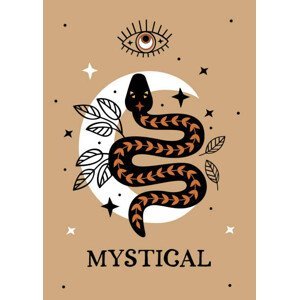Ilustrace poster with mystic eye , black snake and  moon, nataka, (30 x 40 cm)