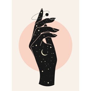 Ilustrace Beautiful mystic woman hand silhouette with, dickcraft, (30 x 40 cm)