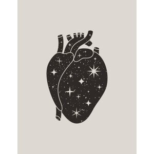 Ilustrace Mystic Black Heart in a Trendy, ANASTASIIA DMITRIEVA, (30 x 40 cm)