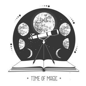 Ilustrace Modern magic witchcraft open book, Ganna Bozhko, (40 x 40 cm)