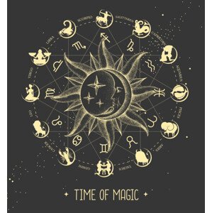 Ilustrace Modern magic witchcraft Astrology wheel with, Ganna Bozhko, (35 x 40 cm)
