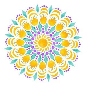Ilustrace Mandala with sun elements, Olga Fisher, (40 x 40 cm)